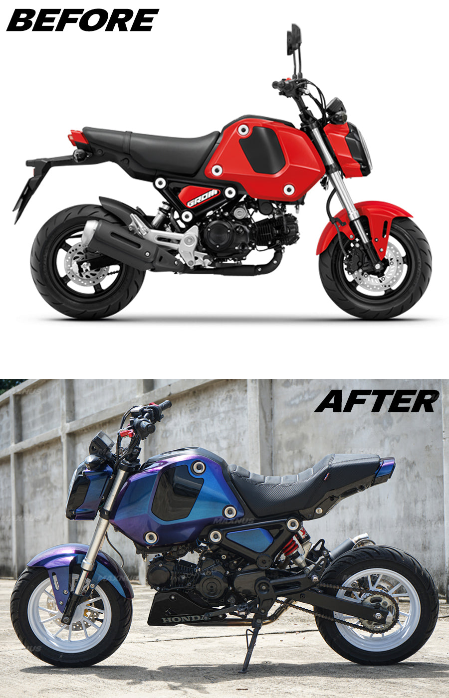 PURPLE FATE PLASTIC PANEL FAIRING BELLY PAN FOR HONDA NEW GROM GROM 125 2022-2024