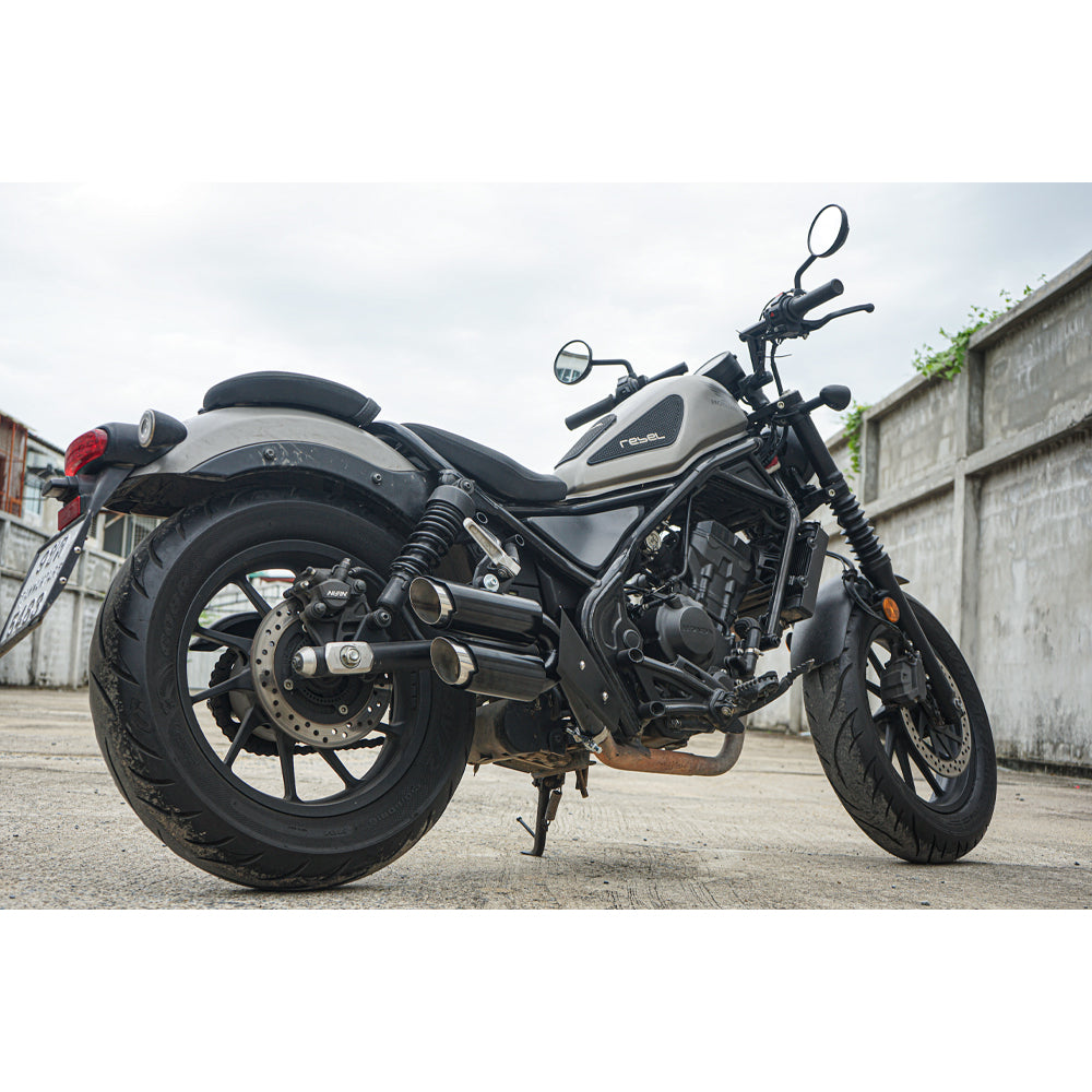 SHORT DOUBLE DUAL EXHAUST PIPE MOUNT SYSTEM HONDA REBEL CMX300 2017-2025