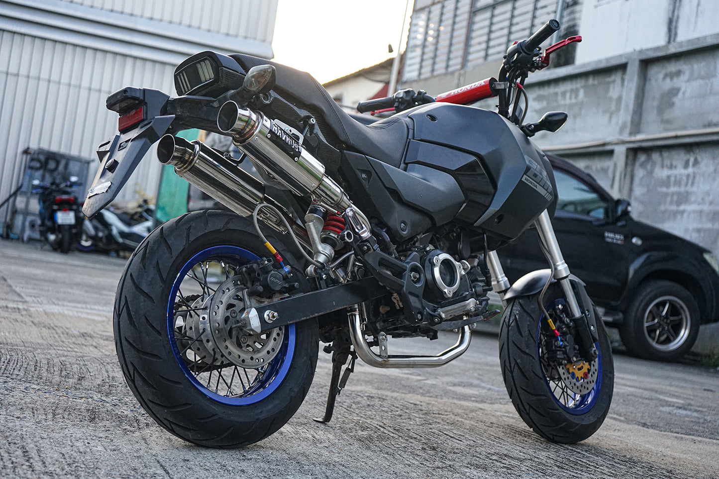 DUAL EXHAUST SYSTEM STAINLESS PIPE MUFFLER + LOGO FOR HONDA GROM 125 2021-2025