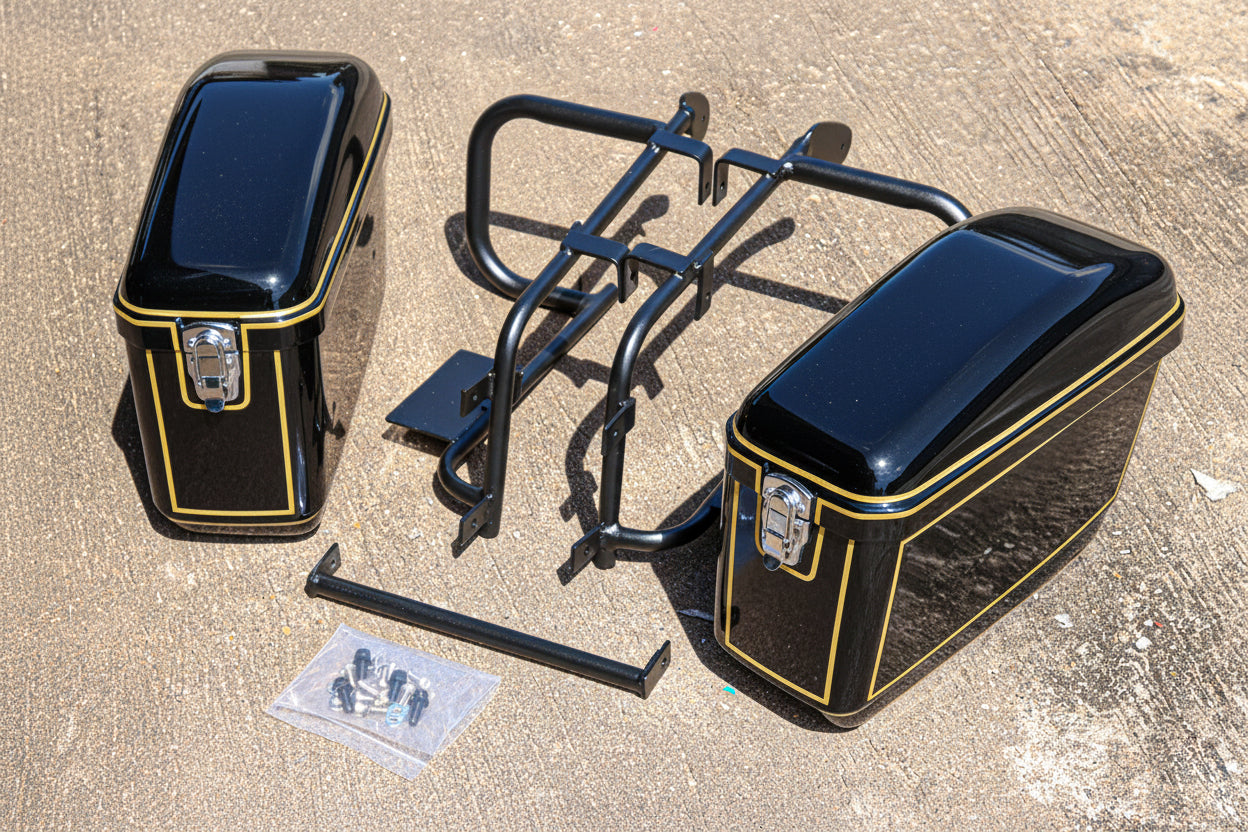 REAR RACK BOX BAG LUGGAGE CARRY LH+RH BLACK FOR HONDA REBEL 300&500 2017-2025