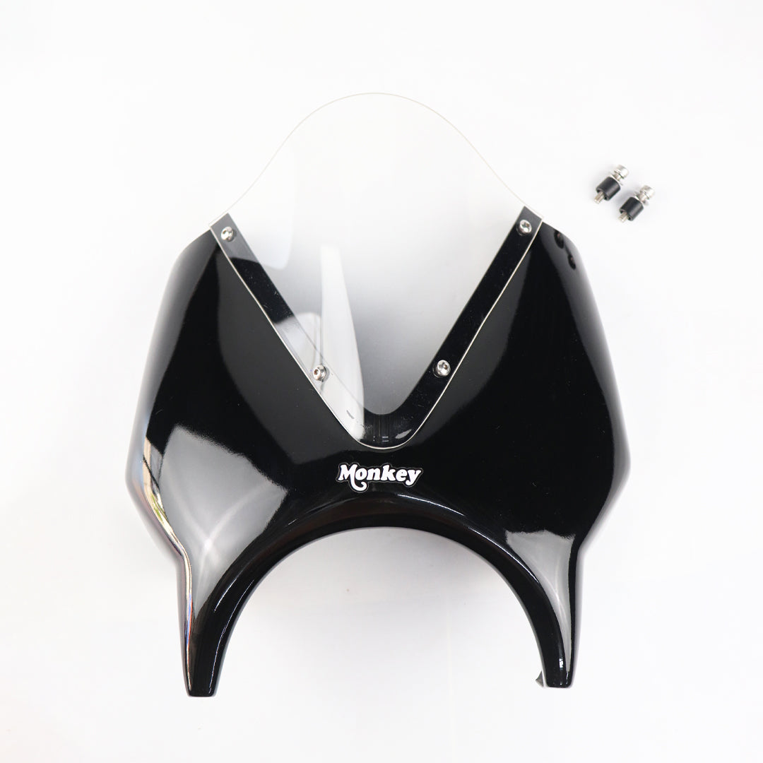 HEADLIGHT COVER BLACK WINDSHIELD CLEAR V.5 FOR HONDA MONKEY Z125 2018-2025
