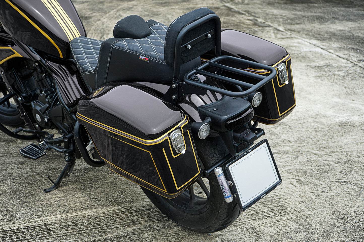 REAR RACK BOX BAG LUGGAGE CARRY LH+RH BLACK FOR HONDA REBEL 300&500 2017-2025