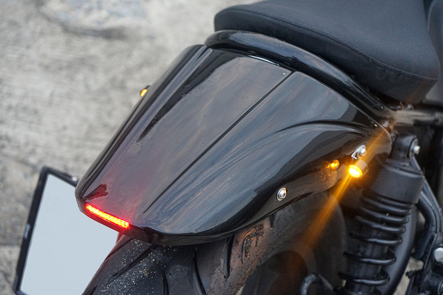 REAR FENDER FAIRING MUD GUARD LED BLACK V.2 FOR HONDA REBEL CMX 300&500 2017-2025