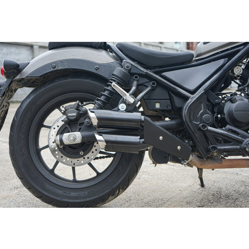 SHORT DOUBLE DUAL EXHAUST PIPE MOUNT SYSTEM HONDA REBEL CMX300 2017-2025