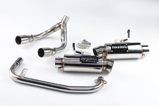 DUAL EXHAUST SYSTEM STAINLESS PIPE MUFFLER + LOGO FOR HONDA GROM 125 2021-2025