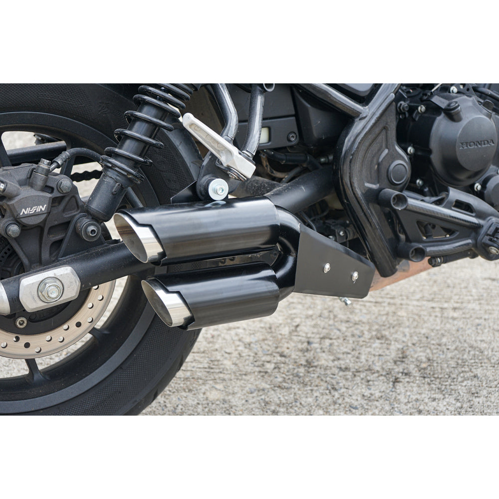 SHORT DOUBLE DUAL EXHAUST PIPE MOUNT SYSTEM HONDA REBEL CMX300 2017-2025
