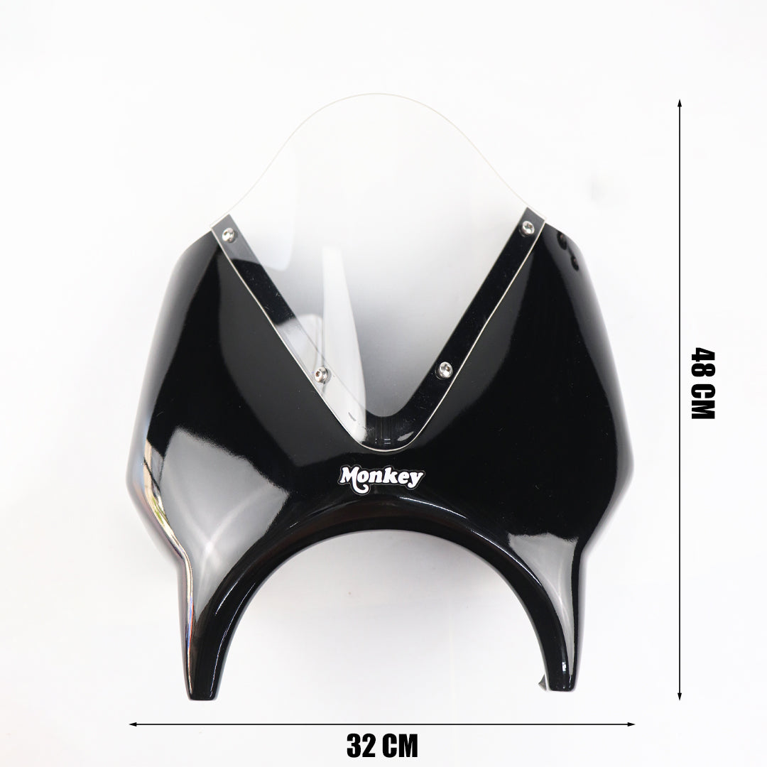 HEADLIGHT COVER BLACK WINDSHIELD CLEAR V.5 FOR HONDA MONKEY Z125 2018-2025