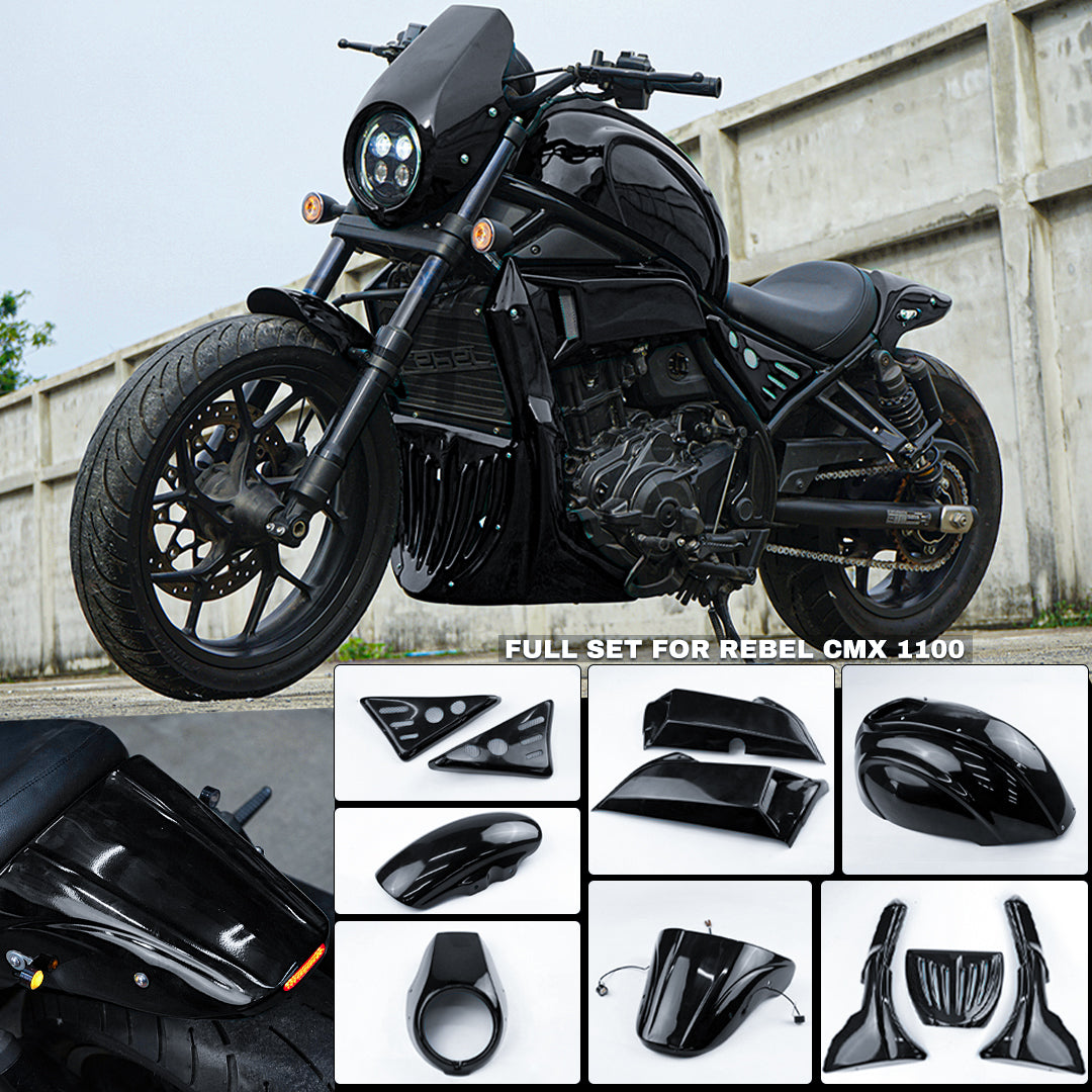 FULL SET OF 7 PIECES GLOSS BLACK FIT FOR HONDA REBEL CMX 1100 2020-2025