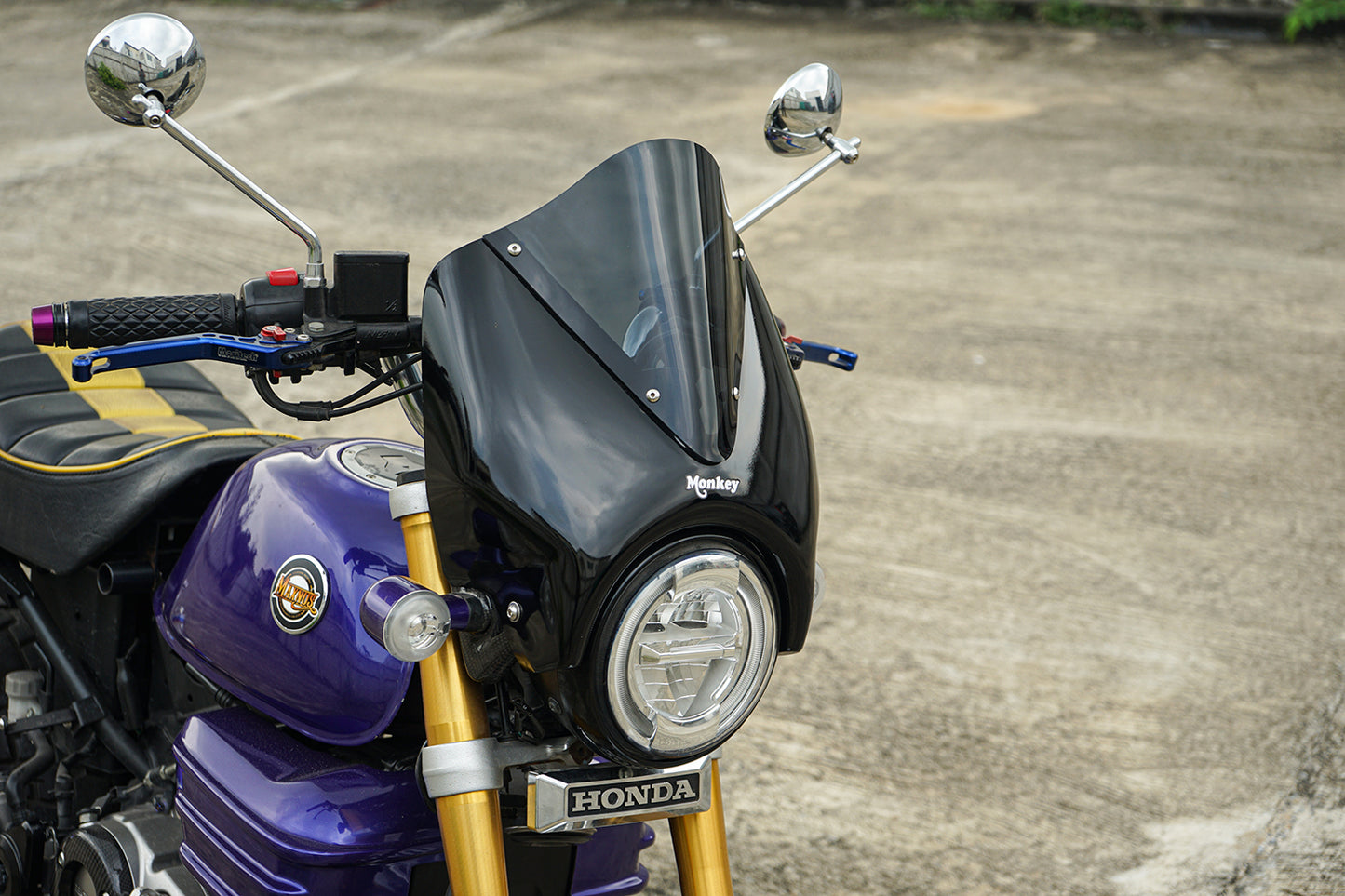 HEADLIGHT COVER BLACK WINDSHIELD CLEAR V.5 FOR HONDA MONKEY Z125 2018-2025