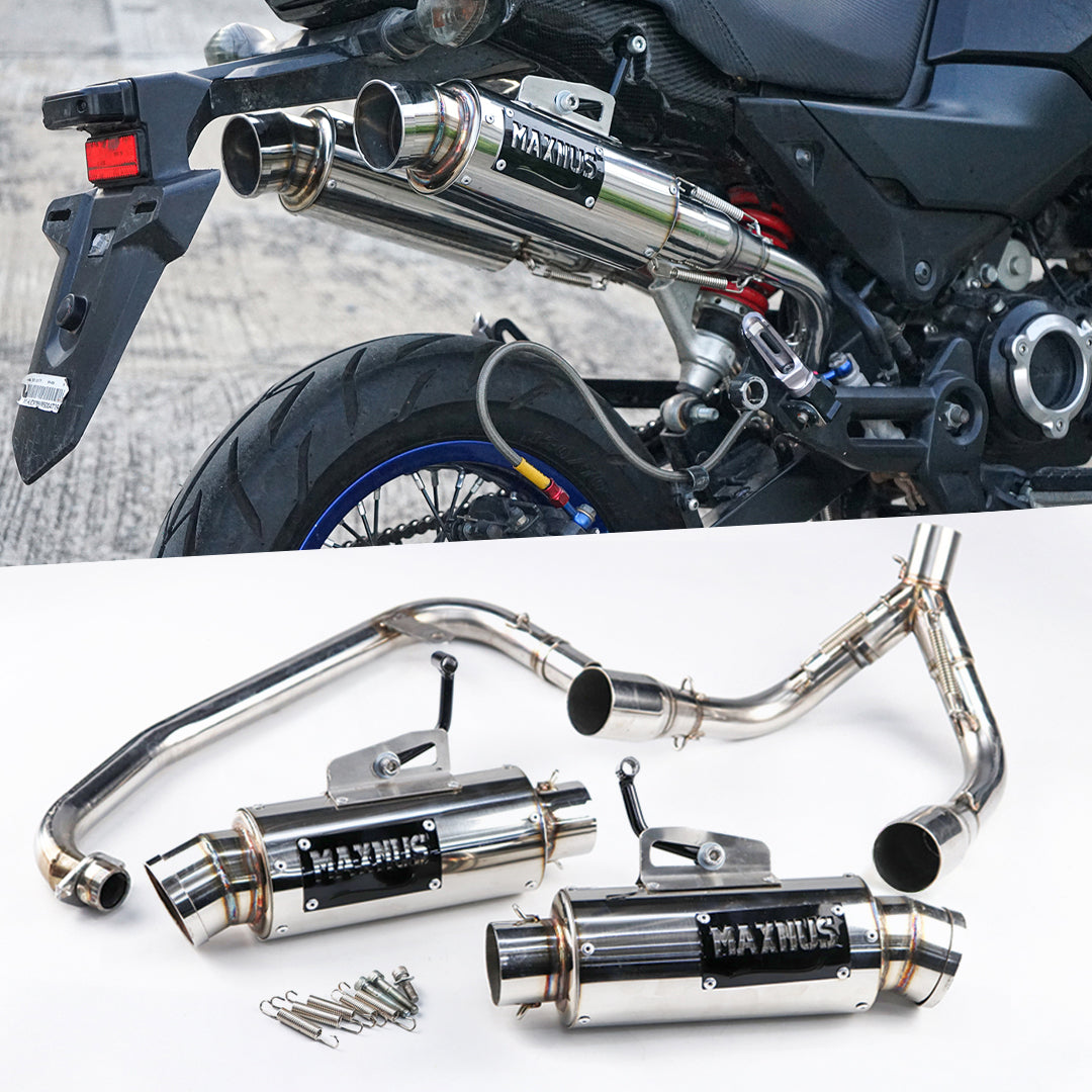DUAL EXHAUST SYSTEM STAINLESS PIPE MUFFLER + LOGO FOR HONDA GROM 125 2021-2025