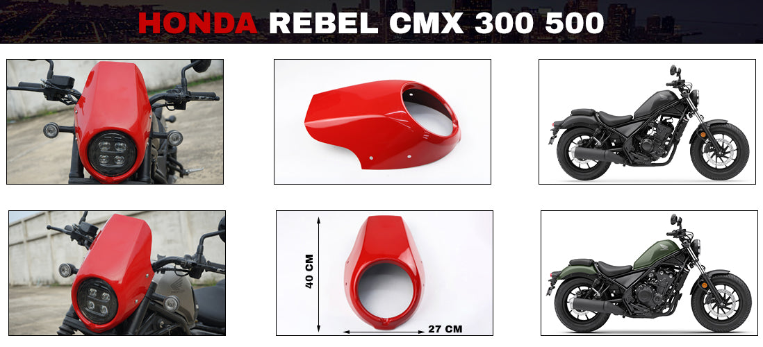HEADLIGHT COVER MASK WINDSCREEN RED FOR HONDA REBEL CMX 300&500 2017-2025