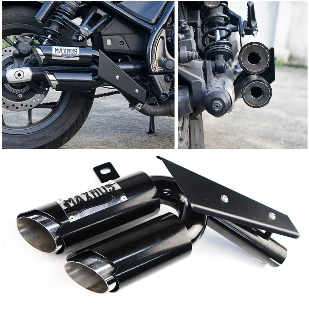 SHORT DOUBLE DUAL EXHAUST PIPE MOUNT SYSTEM FOR HONDA REBEL CMX1100 2021-2025